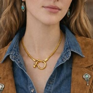 Gold Chunky Horse Bit Chain Necklace Equestrian necklace NEW 🐎